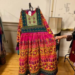 Vibrant Multicolor Embroidered Afghan Dress